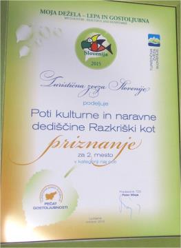 Pot kulturne in naravne dediščine Razkriški kot nagrajena v okviru akcije Moja dežela – lepa in gostoljubna 2